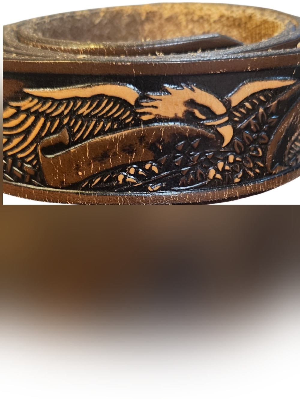 Tooled Handmade Leather Mens Belt 4/120  Eagles